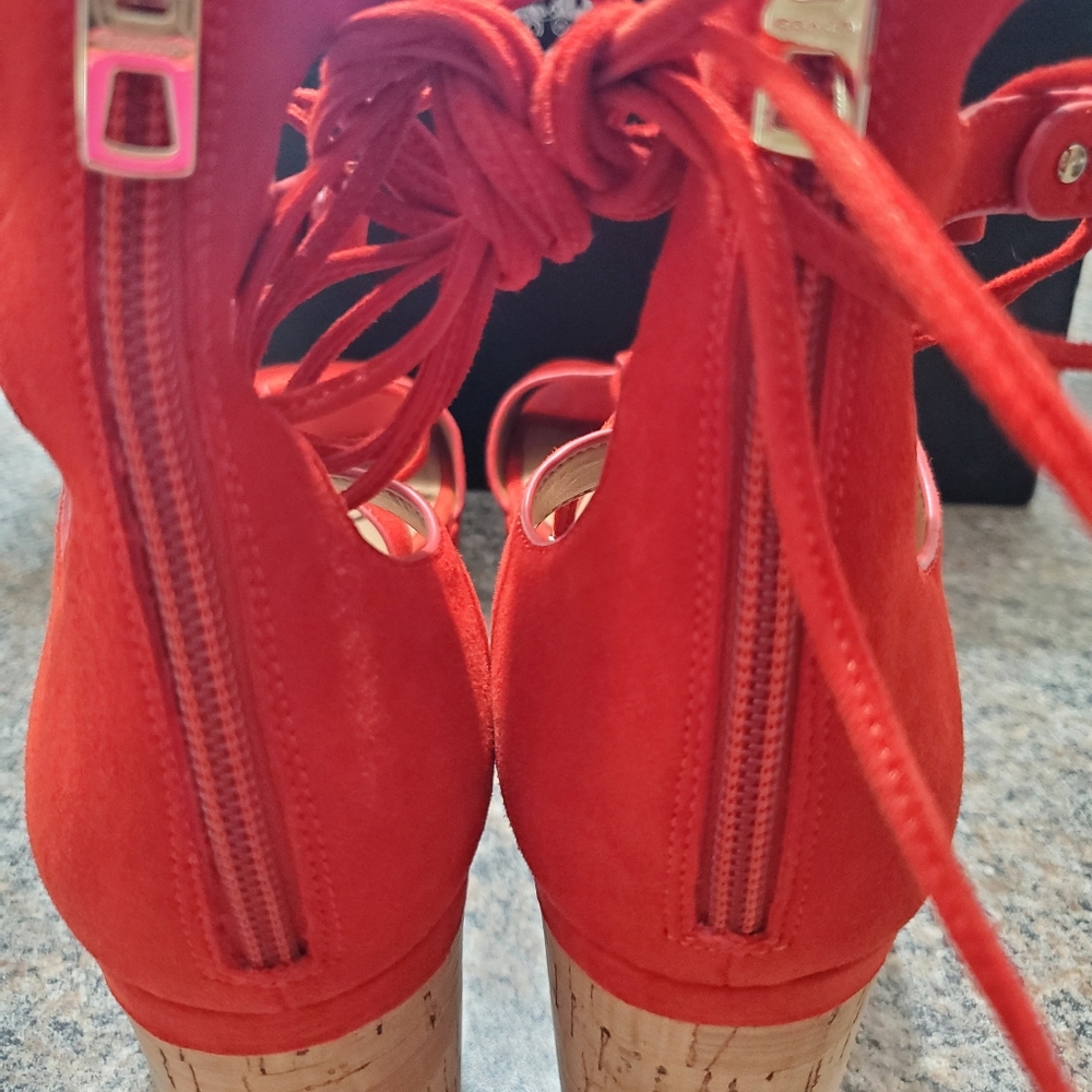 Coach Barkley suede size 10 wedge sandals